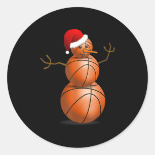 Christmas Basketball Shirt - Basketball Snowman Classic Round Sticker