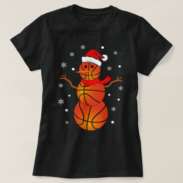 Christmas Basketball Snowman Shirt Kids Basketball (Design Front)