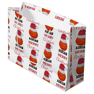 Christmas Basketball Sports Ball Custom Name Large Gift Bag