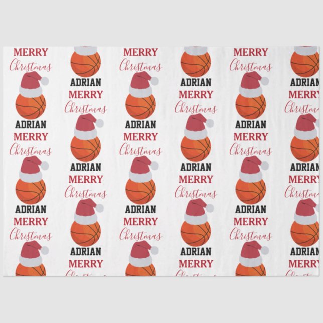 Christmas Basketball Sports Ball Custom Name Tissue Paper (Front)