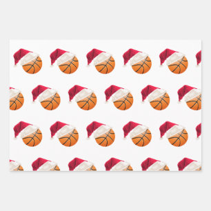 Christmas Basketball Sports Santa Holiday Wrapping Paper Sheet