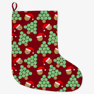 Christmas Basketball Tree Santa Hats Large Christmas Stocking