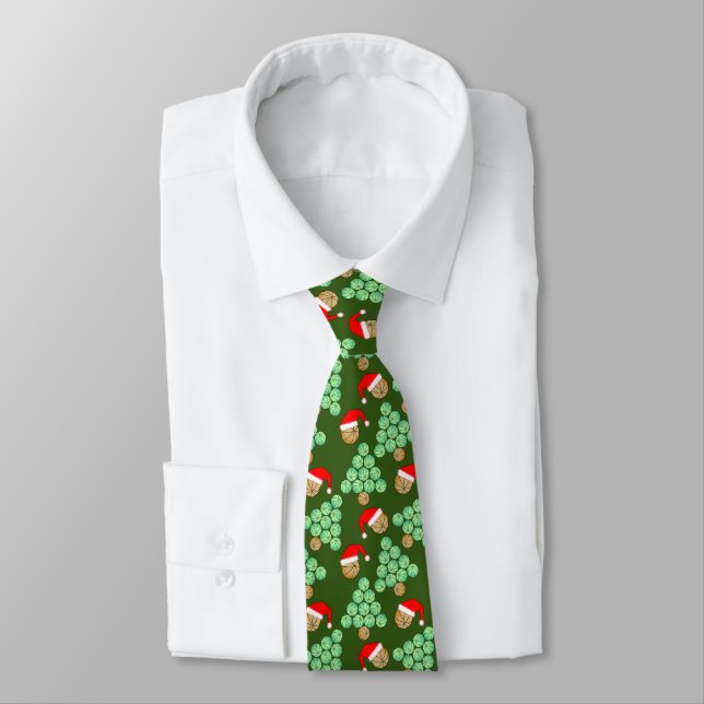 Christmas Basketball Tree Santa Hats Tie (Tied)