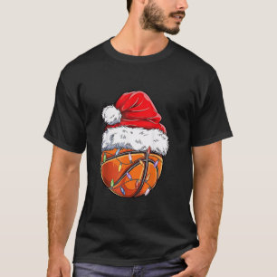 Christmas Basketball Xmas Santa Sports Hat Ball Ki T-Shirt