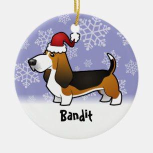 Christmas Basset Hound (add your pets name) Ceramic Tree Decoration