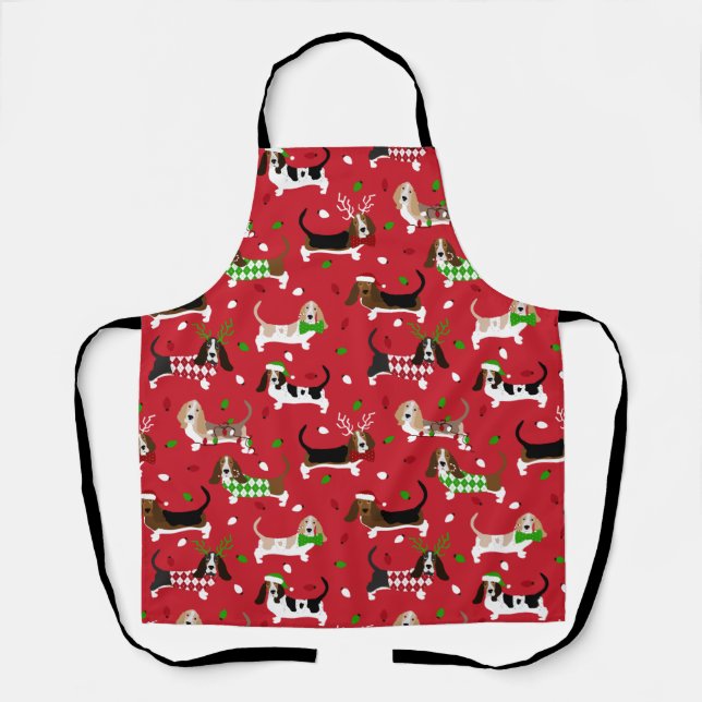 Christmas Basset Hound Apron (Front)