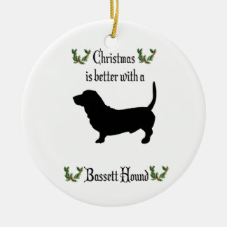Christmas Basset Hound Dog Ornament