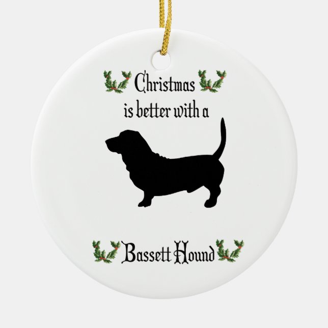 Christmas Basset Hound Dog Ornament (Front)