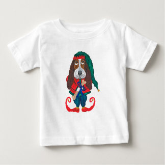 Christmas Basset Hound Elf Baby T-Shirt