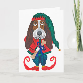 Christmas Basset Hound Elf Card
