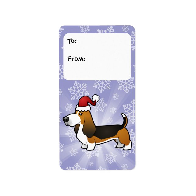 Christmas Basset Hound Gift Tags (Front)