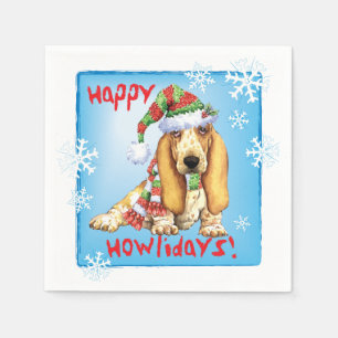 Christmas Basset Hound Napkin