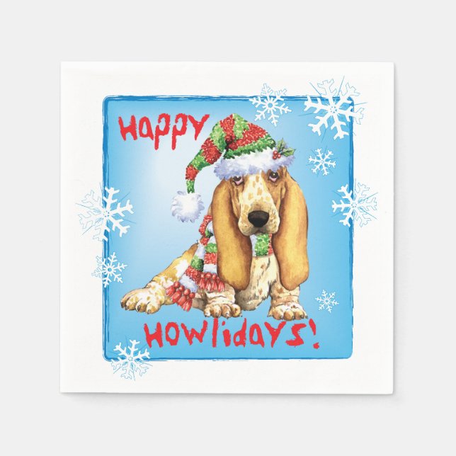 Christmas Basset Hound Napkin (Front)