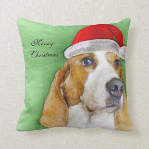 christmas Basset Hound pillow