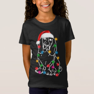 Christmas Basset Hound with Lights Santa Hat XMAS  T-Shirt