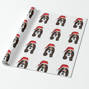 CHRISTMAS BASSET HOUND WRAPPING PAPER
