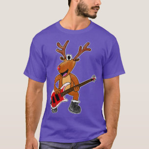 Christmas Bassist Rudolf The Reindeer Bass Guitar T-Shirt