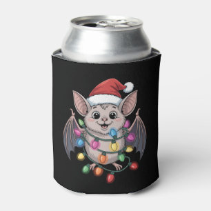 Christmas Bat Santa Hat Lights Xmas Holiday Animal Can Cooler