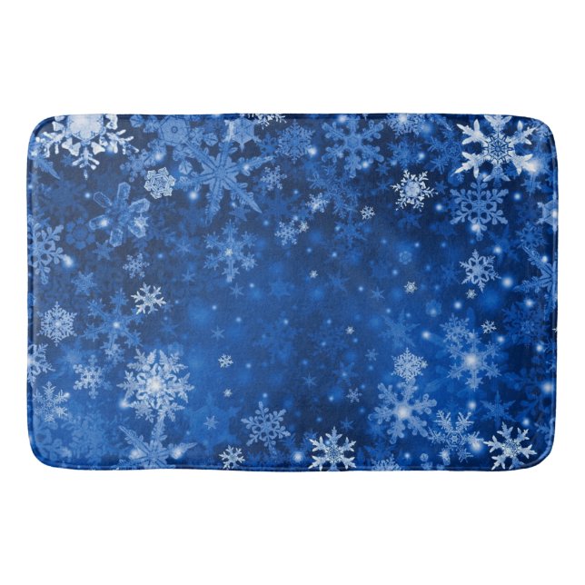 Christmas Bath Mat/Blue Snowflakes Bath Mat (Front)
