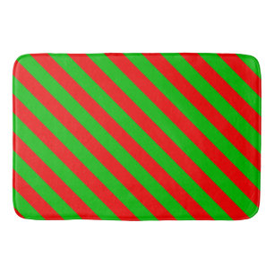Christmas Bath Mat/Red and Green Stripes Mat