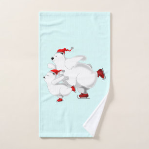 Christmas Bath Towel Set with Happy Bear Family