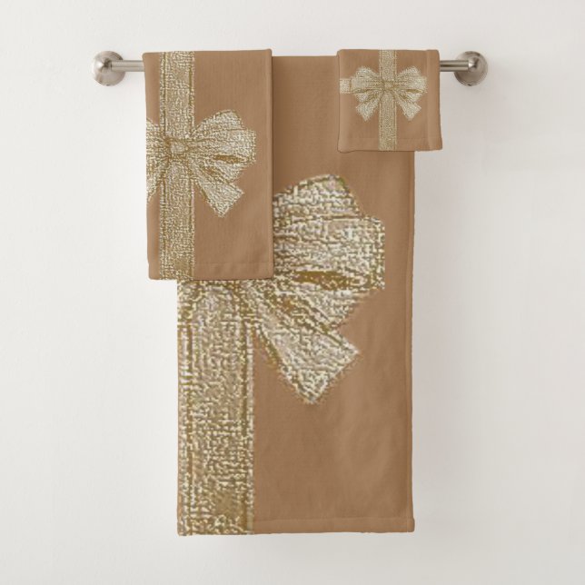 Christmas Bath Towel Sets, Bow (Insitu)