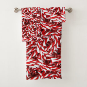Christmas Bath Towel Sets, Candy Cane