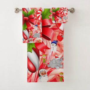 Christmas Bath Towel Sets, Candy Cane