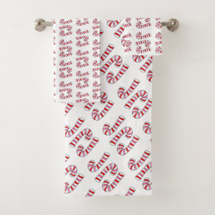Christmas Bath Towel Sets, Candy Canes
