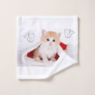 Christmas Bath Towel Sets, Christmas Kitten