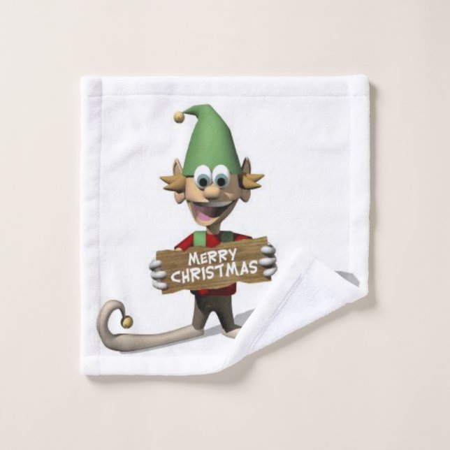 Christmas Bath Towel Sets, Elf (Wash Cloth)