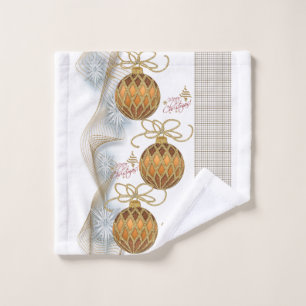 Christmas Bath Towel Sets, Gold Balls