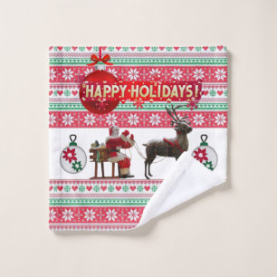 Christmas Bath Towel Sets, Happy Holidays