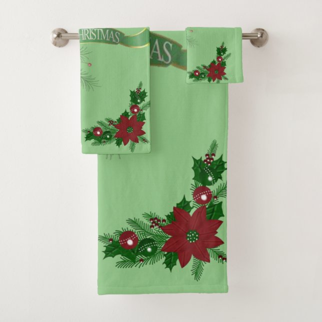 Christmas Bath Towel Sets, Merry Christmas (Insitu)