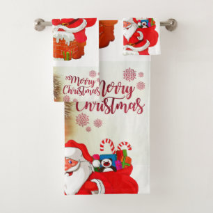 Christmas Bath Towel Sets, Merry Christmas