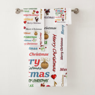 Christmas Bath Towel Sets, Merry Christmas