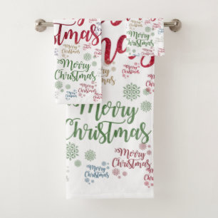 Christmas Bath Towel Sets, Merry Christmas