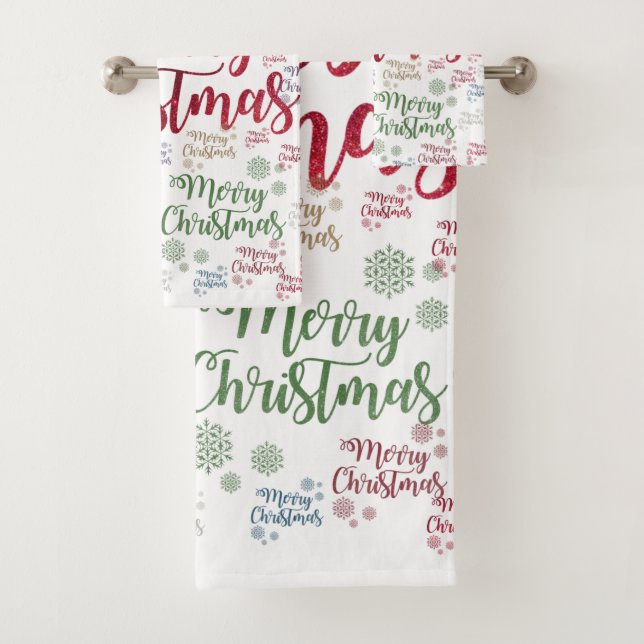 Christmas Bath Towel Sets, Merry Christmas (Insitu)