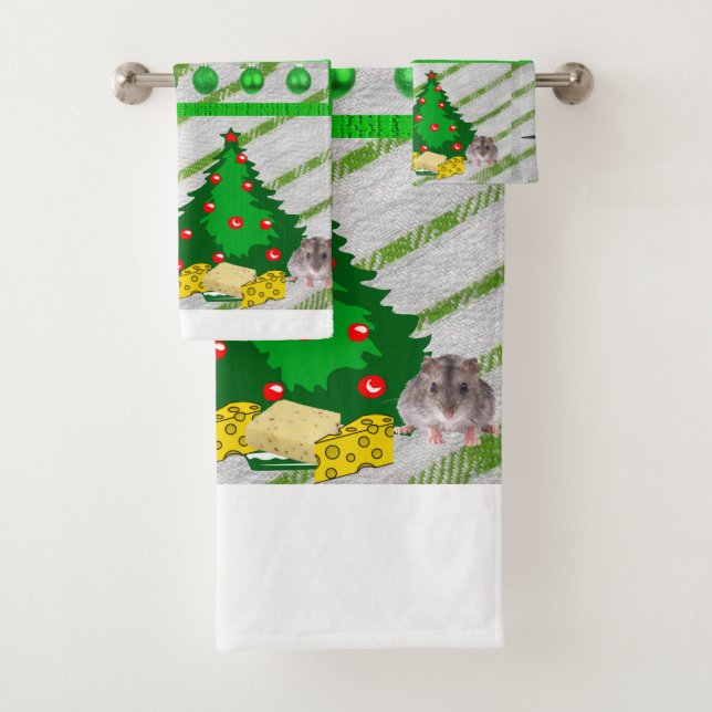 Christmas Bath Towel Sets, Mice (Insitu)