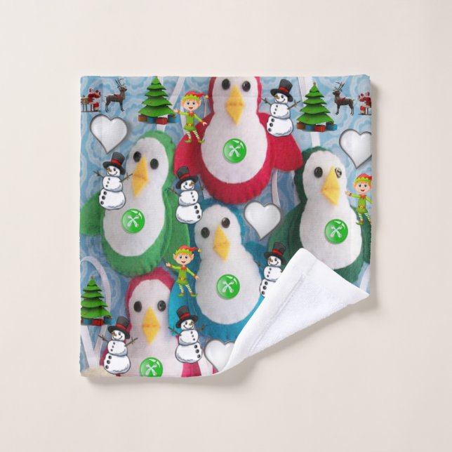 Christmas Bath Towel Sets, Penguin (Wash Cloth)