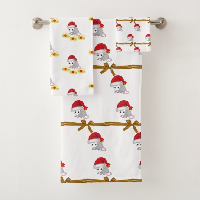 Christmas Bath Towel Sets, Possum (Insitu)
