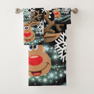 Christmas Bath Towel Sets, Reindeer