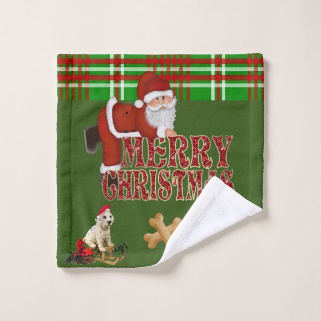 Christmas Bath Towel Sets, Santa (Wash Cloth)