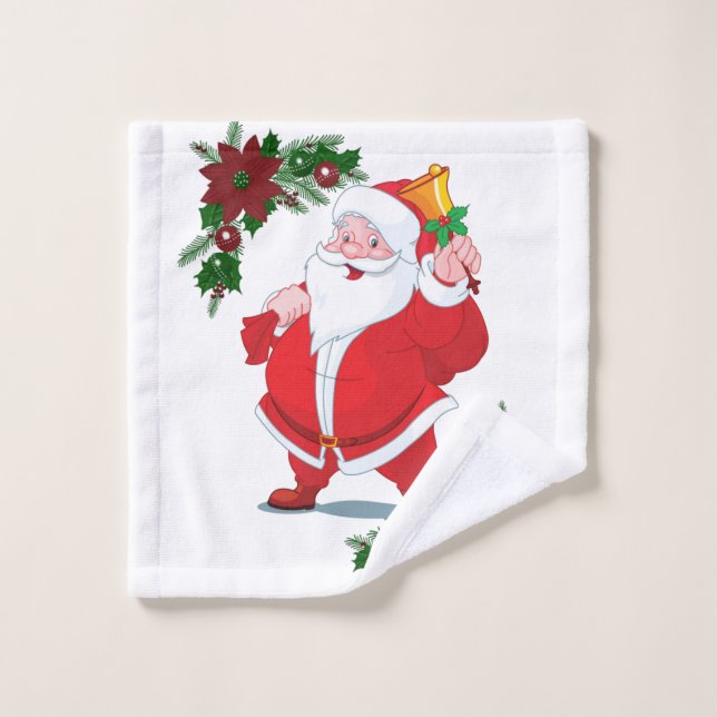 Christmas Bath Towel Sets, Santa (Wash Cloth)