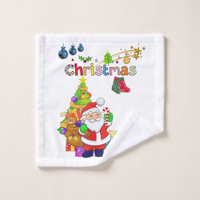 Christmas Bath Towel Sets, Santa (Wash Cloth)
