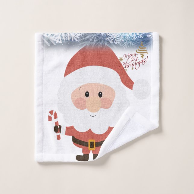 Christmas Bath Towel Sets, Santa (Wash Cloth)