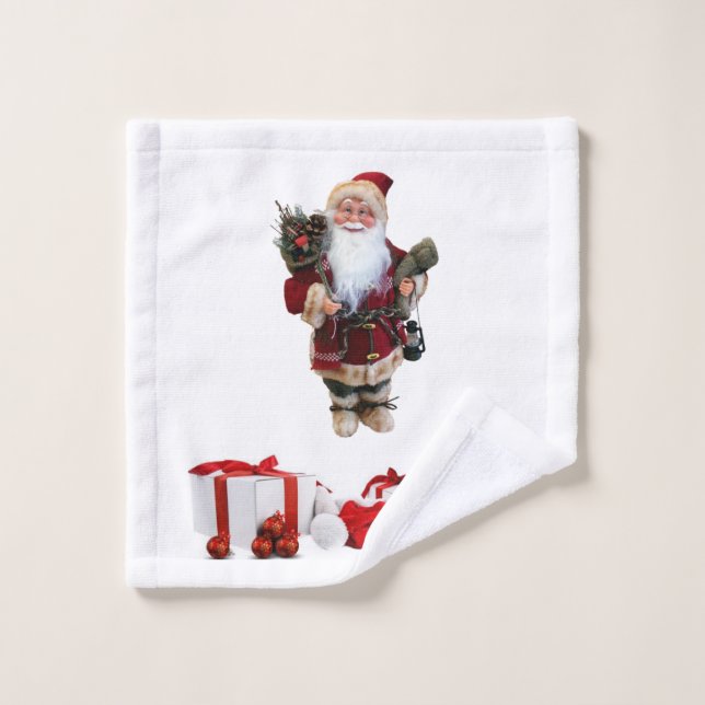 Christmas Bath Towel Sets, Santa (Wash Cloth)
