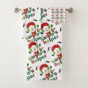 Christmas Bath Towel Sets, Santa's Helper