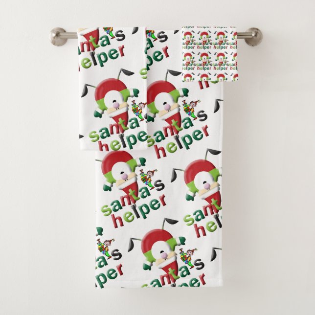 Christmas Bath Towel Sets, Santa's Helper (Insitu)