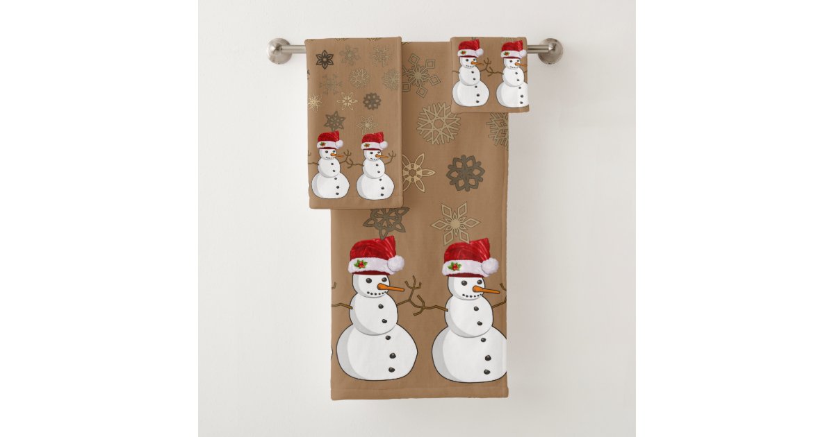 Christmas Bath Towel Sets, Snowman | Zazzle